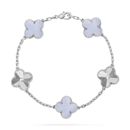 [NOBLE AURA] CLOVER 5 MOTIF PURPLE CHALCEDONY BRACELET COLLECTION