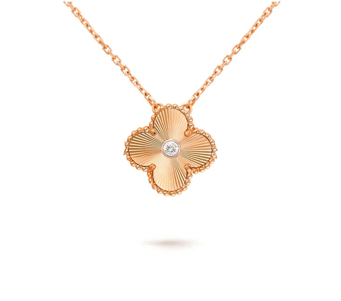 [NOBLE AURA]CLOVER 15MM DIAMOND SINGLE FLOWER NECKLACE COLLECTION