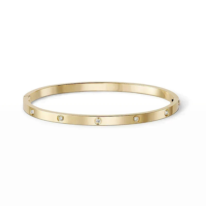 [NOBLE AURA] JUSTE Diamond & LOVE Diamond Bracelet Stack Set
