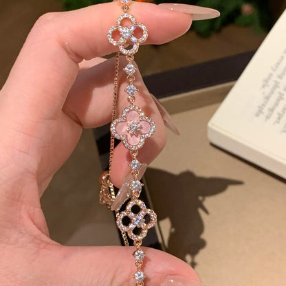 [NOBLE AURA]CLOVER 5 MOTIF PINK BLUE RED WHITE BRACELET