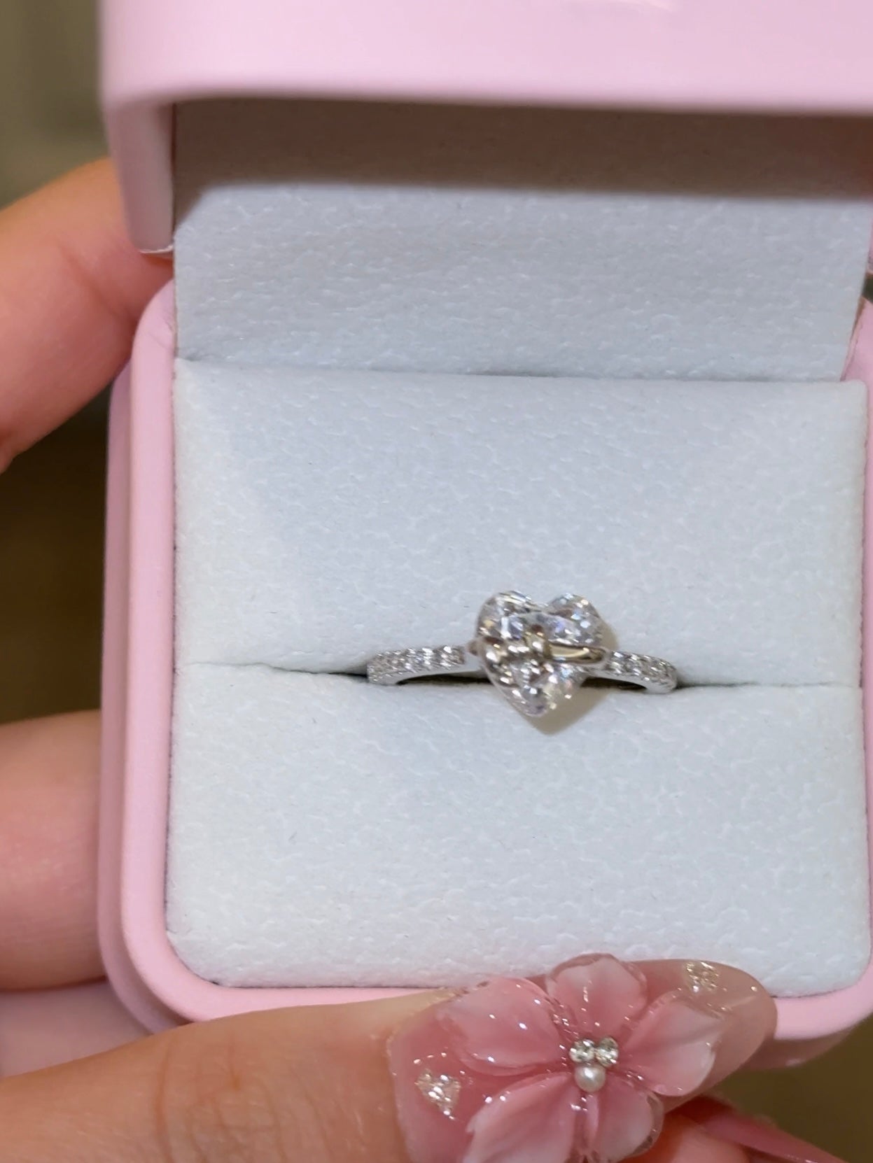 Bow Heart Silver Ring