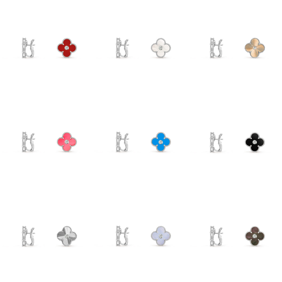 [NOBLE AURA]CLOVER SILVER 15MM MOP DIAMOND EARRINGS COLLECTION