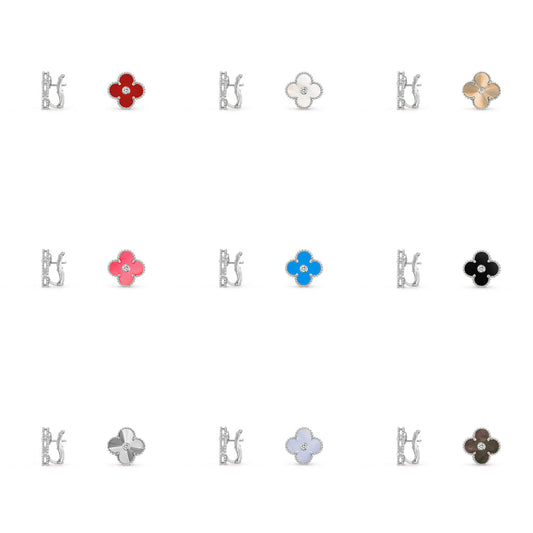 [NOBLE AURA]CLOVER SILVER 15MM MOP DIAMOND EARRINGS COLLECTION