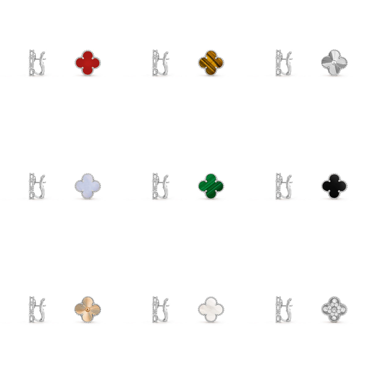 [NOBLE AURA]CLOVER SILVER 15MM MOP EARRINGS COLLECTION