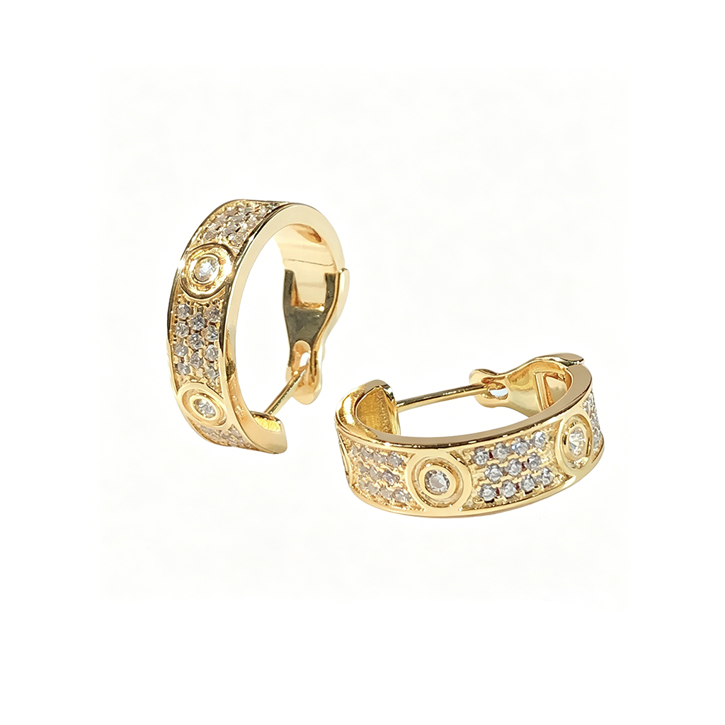 [NOBLE AURA] LOVE 5.5MM DIAMOND PAVED EARRINGS
