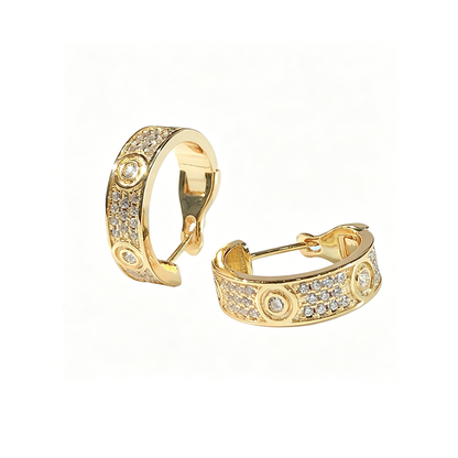 [NOBLE AURA] LOVE 5.5MM DIAMOND PAVED EARRINGS