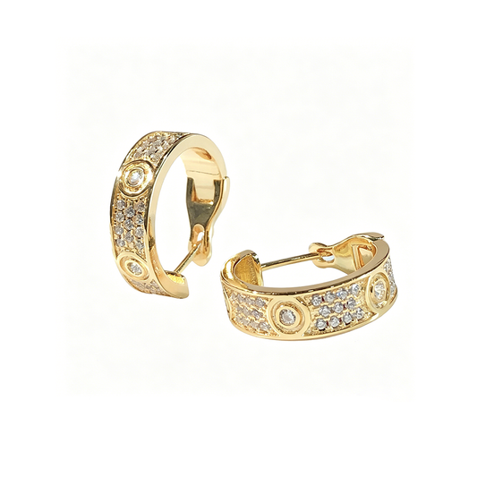 [NOBLE AURA] LOVE 5.5MM DIAMOND PAVED EARRINGS