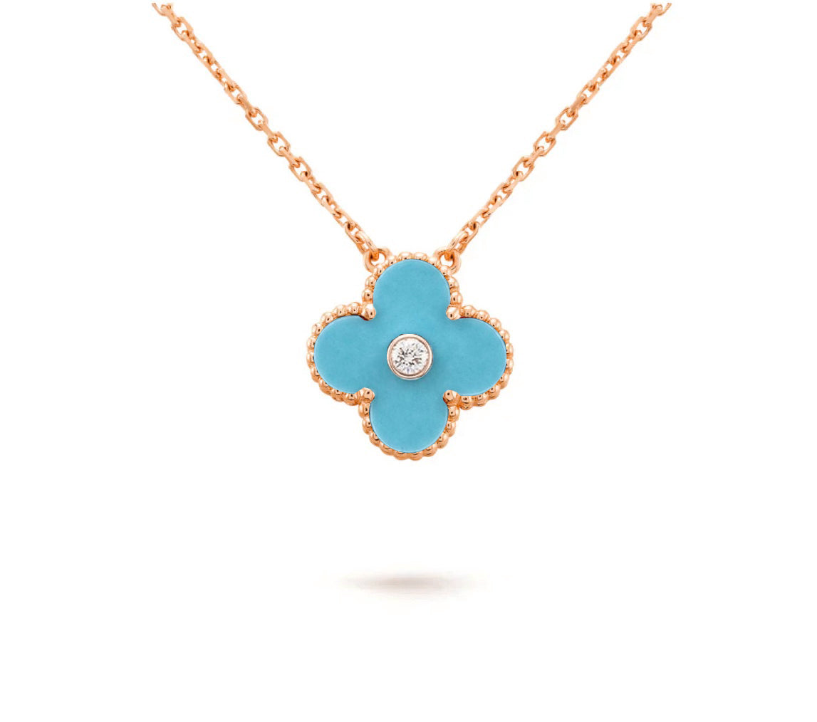 [NOBLE AURA]CLOVER 15MM DIAMOND SINGLE FLOWER NECKLACE COLLECTION