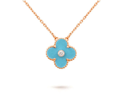 [NOBLE AURA]CLOVER 15MM DIAMOND SINGLE FLOWER NECKLACE COLLECTION