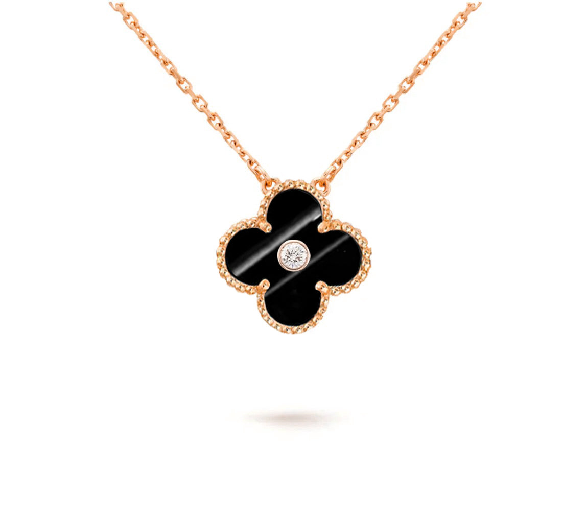 [NOBLE AURA]CLOVER 15MM DIAMOND SINGLE FLOWER NECKLACE COLLECTION