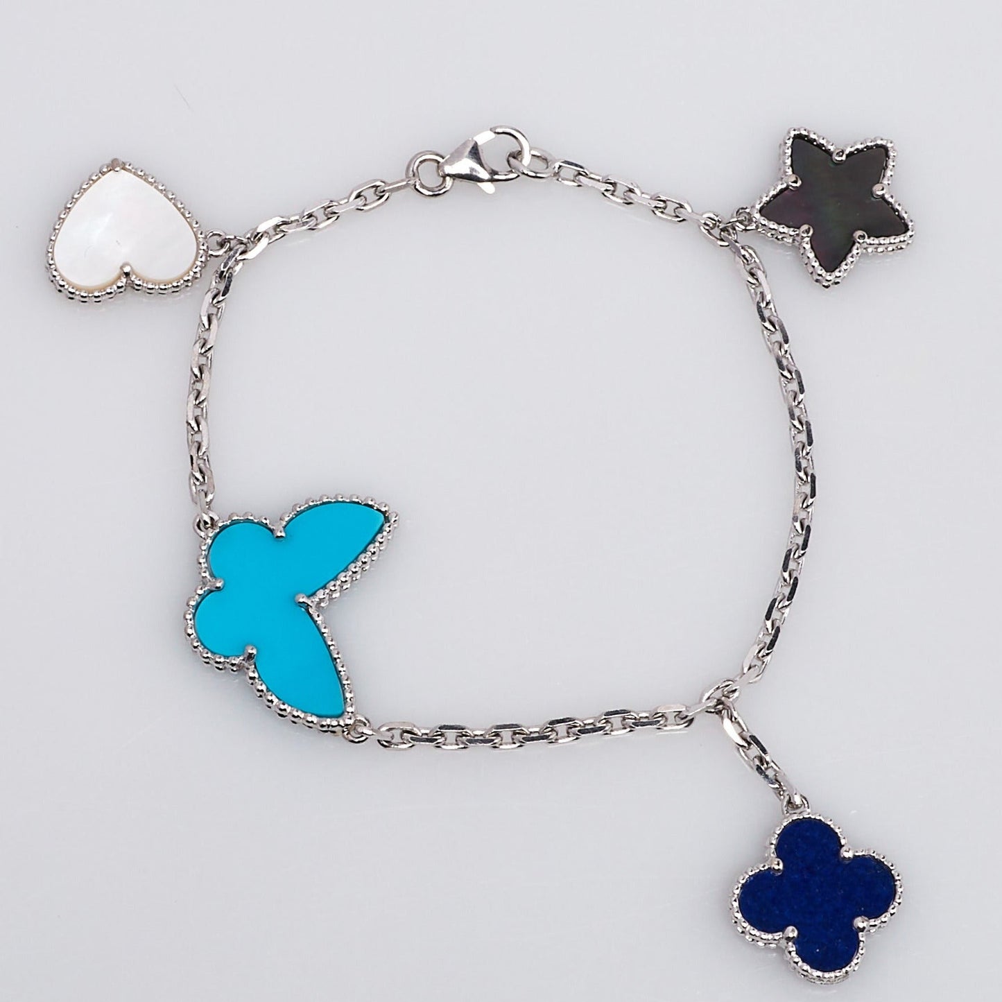 [NOBLE AURA]LUCKY SPRING SILVER BRACELET 4 MOTIF