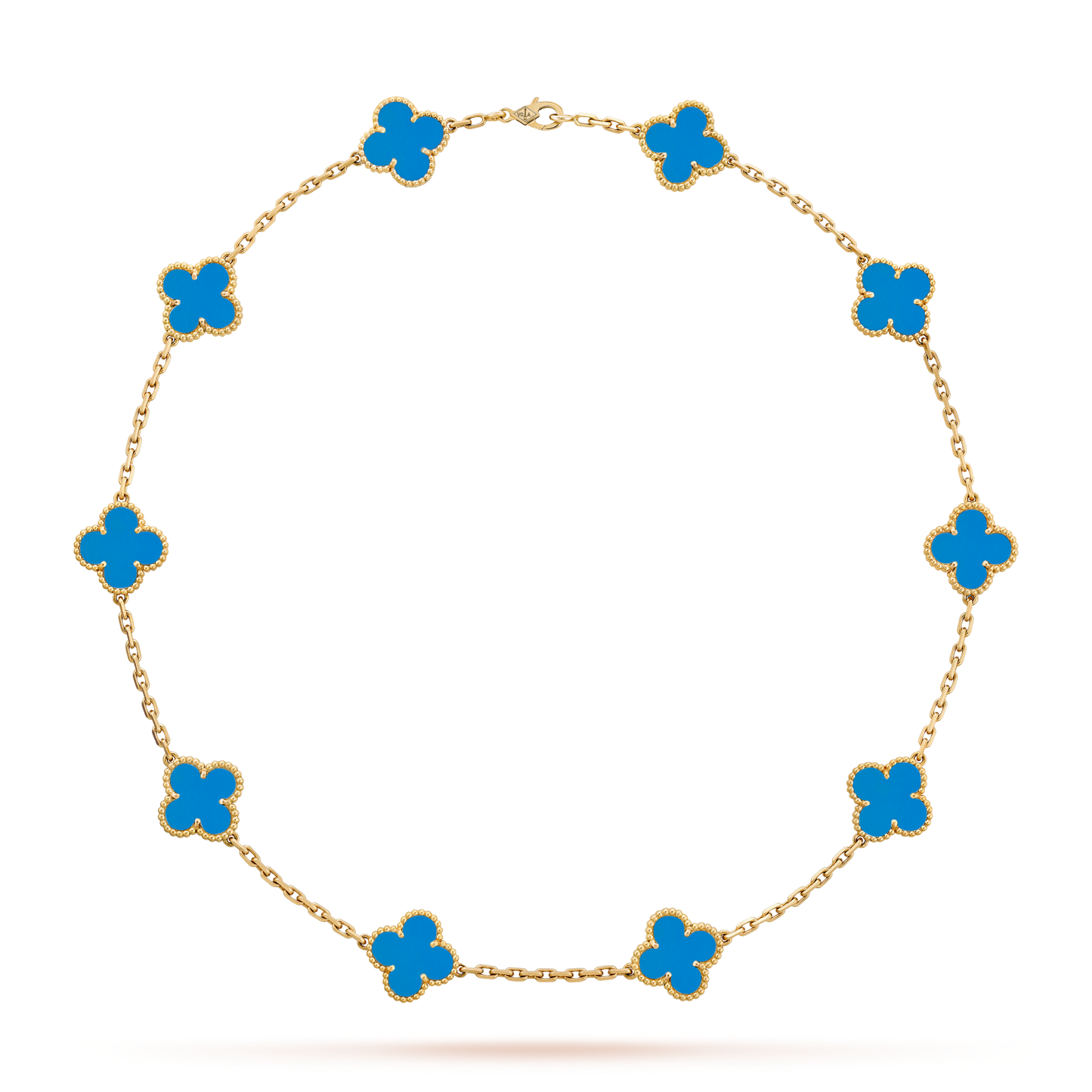 [NOBLE AURA]CLOVER 10 MOTIFS BLUE AGATE NECKLACE