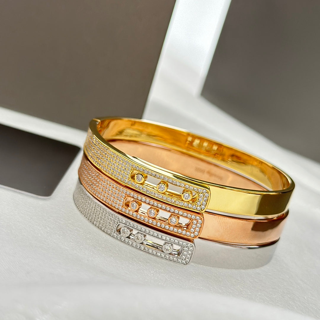 [NOBLE AURA]Move Noa Rose Gold Pavé Diamond Bangle Bracelet