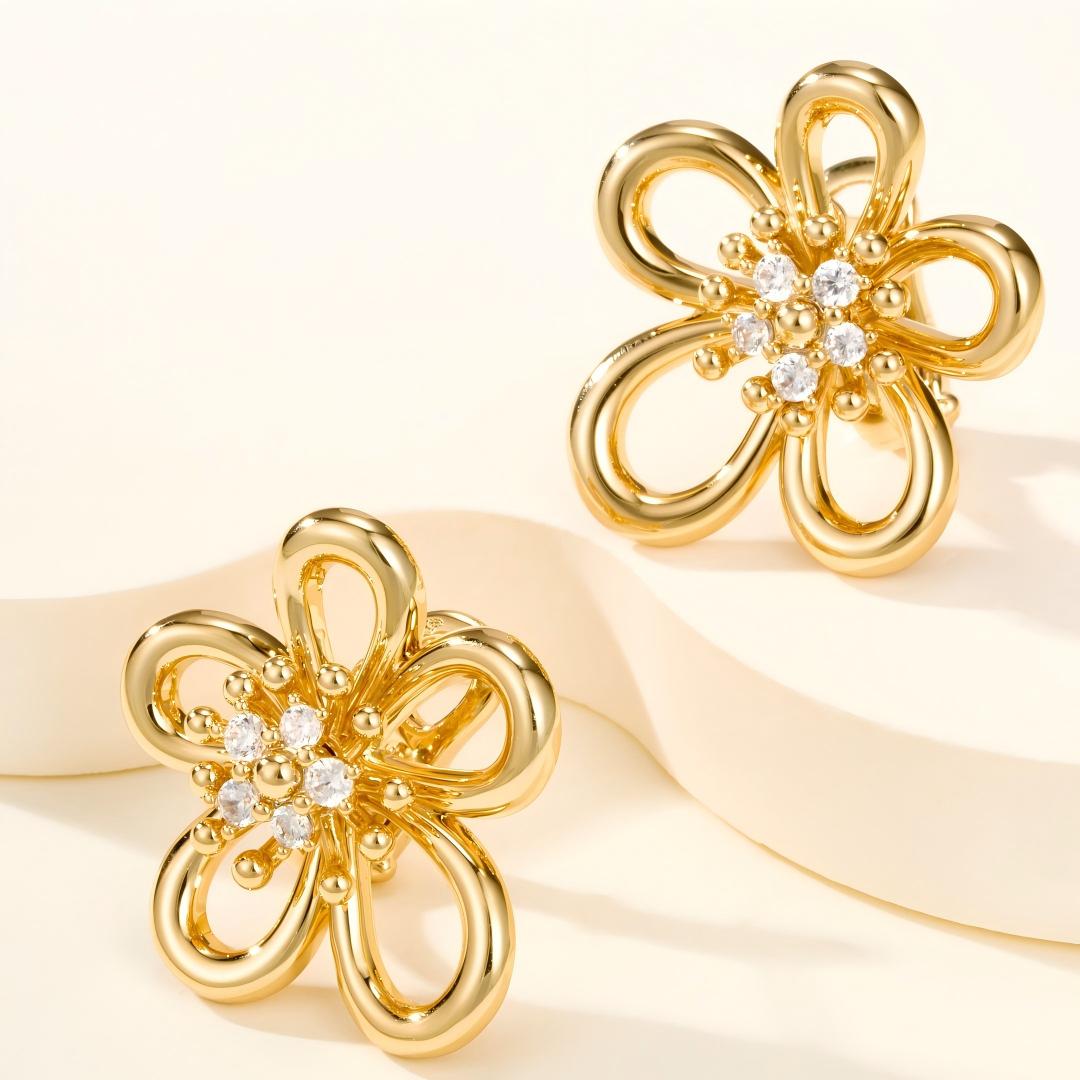 [NOBLE AURA] FLOWERLACE EARRING 5 DIAMONDS