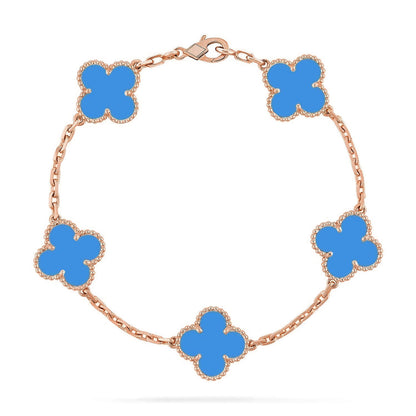 [NOBLE AURA] CLOVER 5 MOTIF BLUE AGATE BRACELET COLLECTION