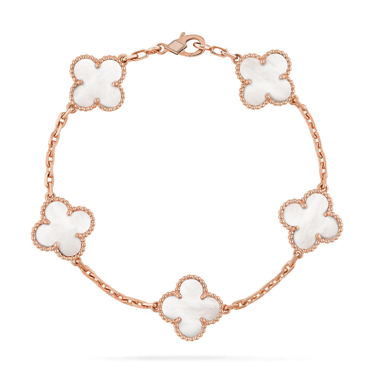 [NOBLE AURA]CLOVER WHITE PEARL MOP 5 MOTIF BRACELET COLLECTION