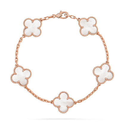 [NOBLE AURA]CLOVER WHITE PEARL MOP 5 MOTIF BRACELET COLLECTION