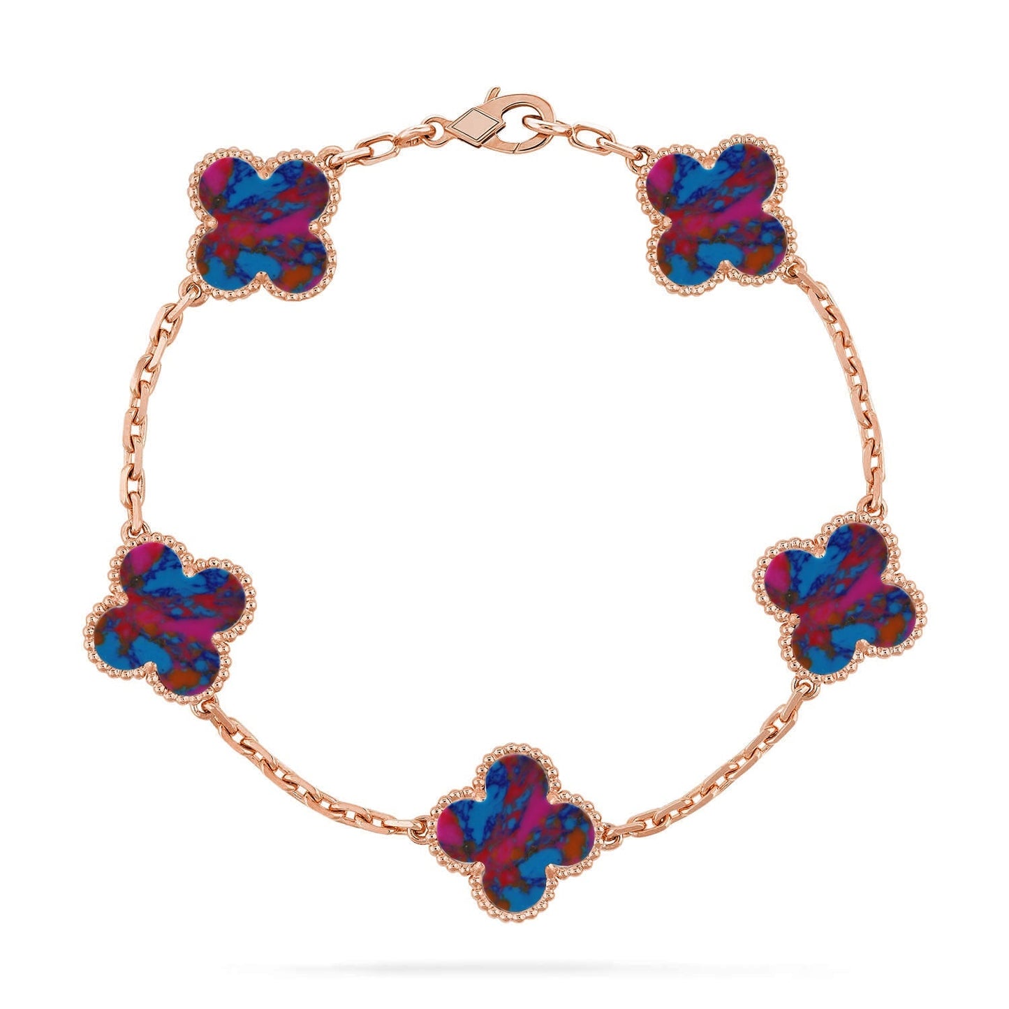 [NOBLE AURA]CLOVER 5 MOTIF COLOR GEMSTONES BRACELET COLLECTION