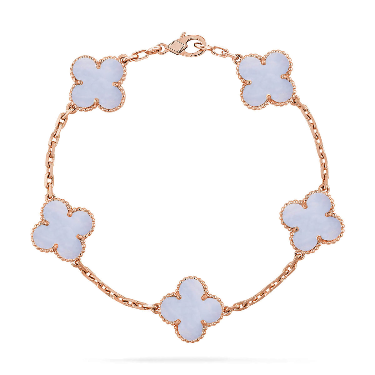 [NOBLE AURA] CLOVER 5 MOTIF PURPLE CHALCEDONY BRACELET COLLECTION