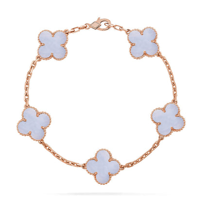 [NOBLE AURA] CLOVER 5 MOTIF PURPLE CHALCEDONY BRACELET COLLECTION
