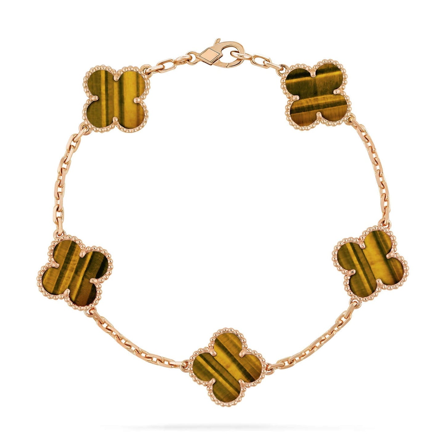 [NOBLE AURA] CLOVER 5 MOTIFS TIGER EYE BRACELET COLLECTION
