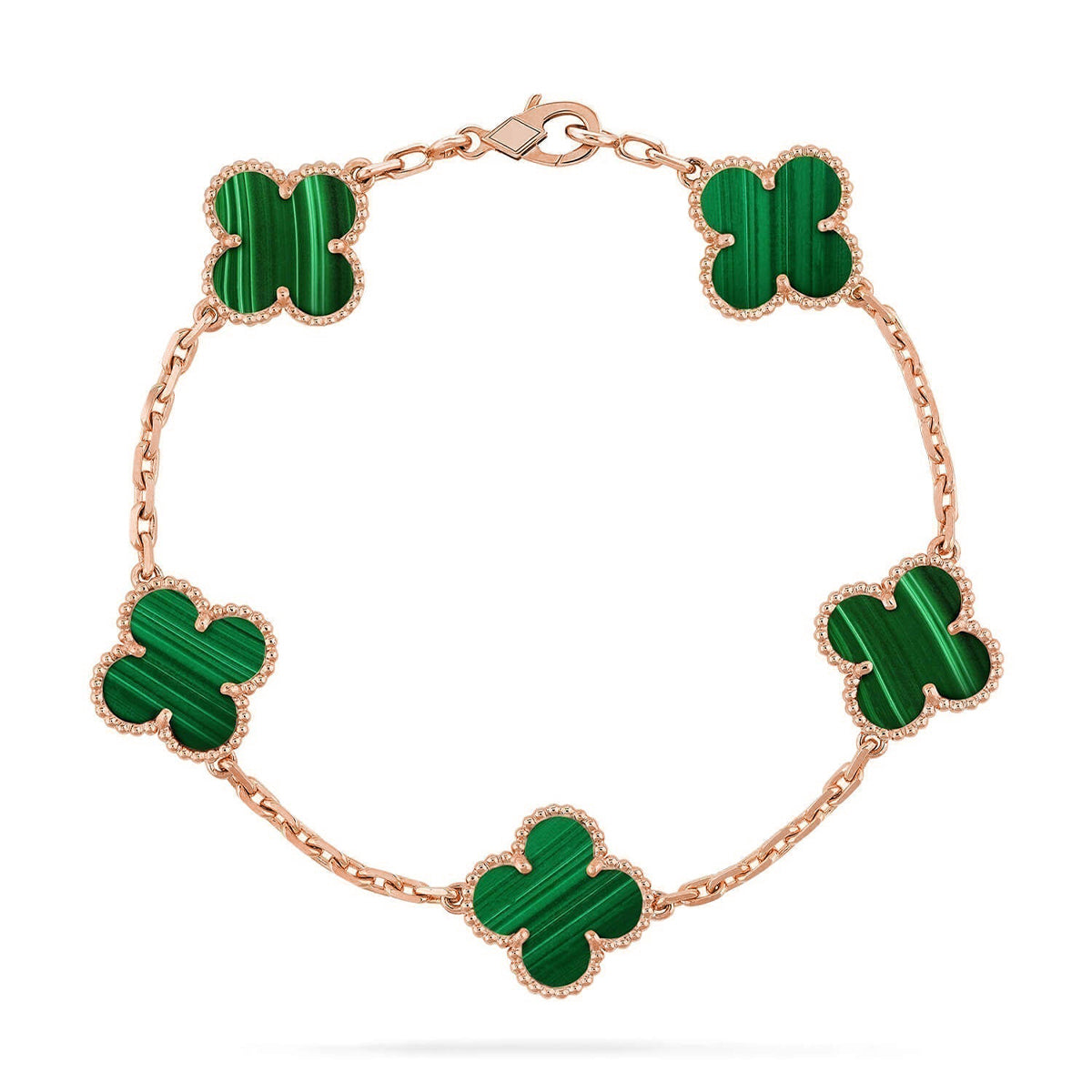 [NOBLE AURA] CLOVER 5 MOTIF MALACHITE BRACELET COLLECTION