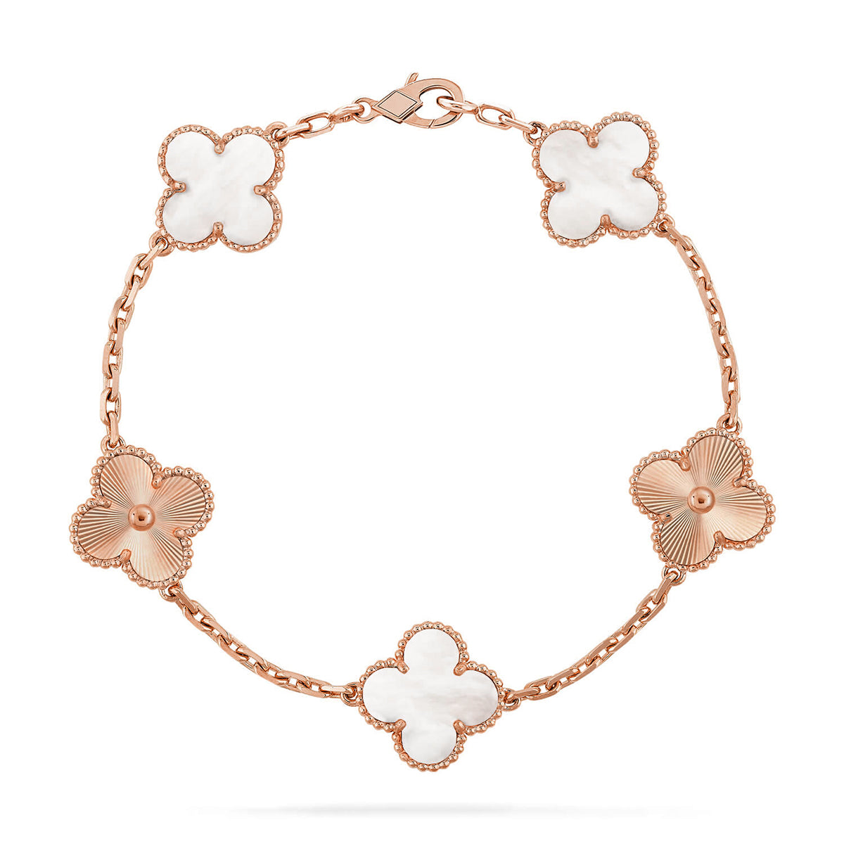 [NOBLE AURA]CLOVER WHITE PEARL MOP 5 MOTIF BRACELET COLLECTION