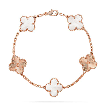 [NOBLE AURA]CLOVER WHITE PEARL MOP 5 MOTIF BRACELET COLLECTION