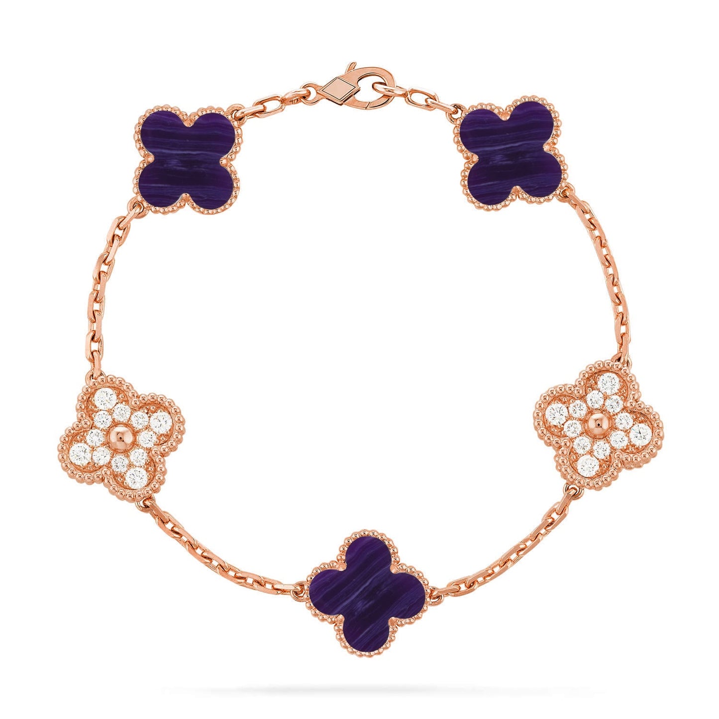 [NOBLE AURA]CLOVER 5 MOTIF PURPLE STRIPES BRACELET COLLECTION