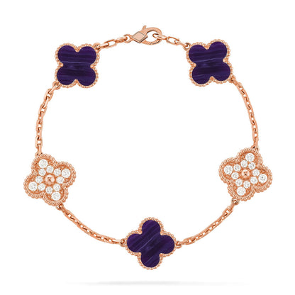 [NOBLE AURA]CLOVER 5 MOTIF PURPLE STRIPES BRACELET COLLECTION