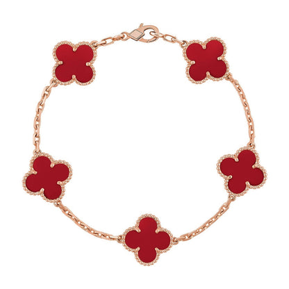 [NOBLE AURA] CLOVER 5 MOTIF RED CORNELIAN BRACELET COLLECTION