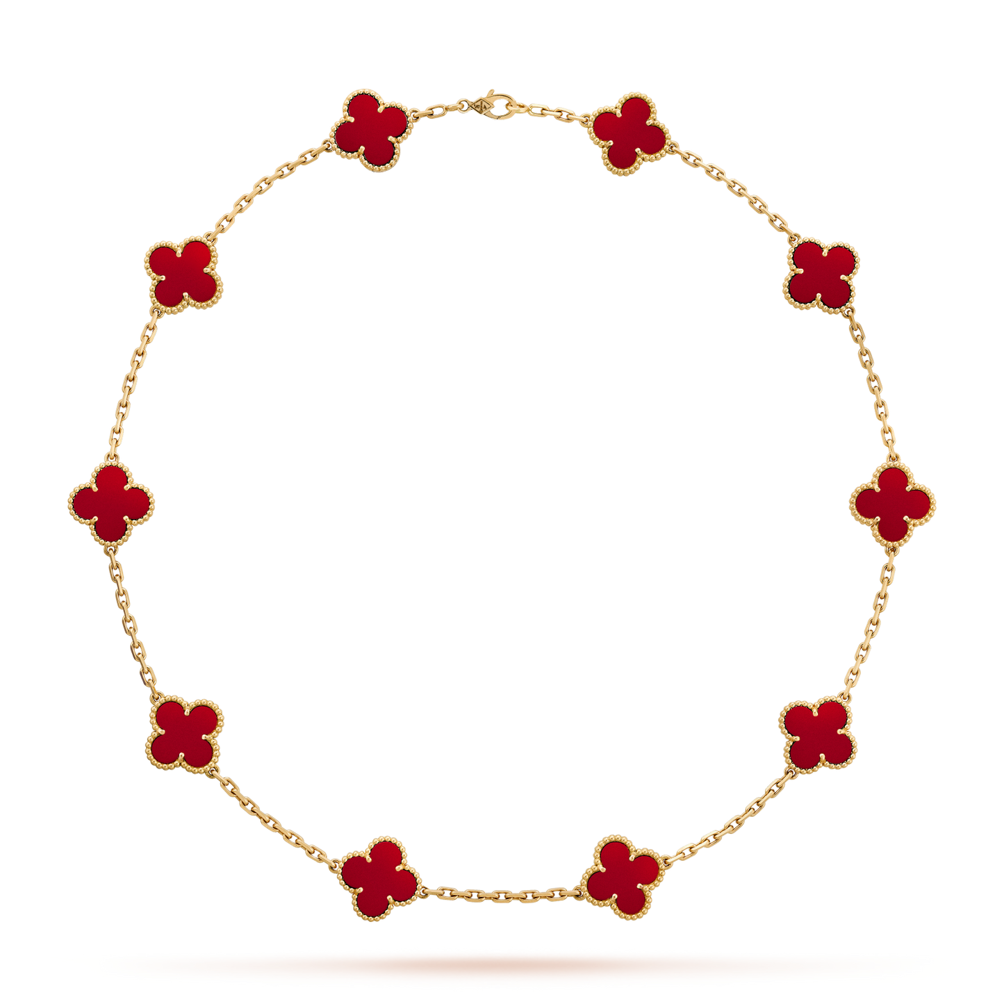 [NOBLE AURA]CLOVER 10 MOTIFS CARNELIAN NECKLACE