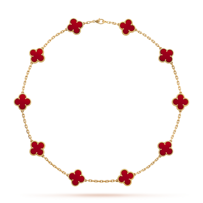 [NOBLE AURA]CLOVER 10 MOTIFS CARNELIAN NECKLACE