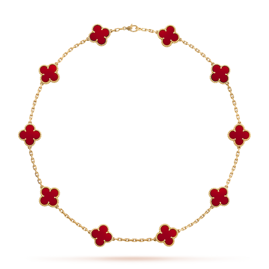 [NOBLE AURA]CLOVER 10 MOTIFS CARNELIAN NECKLACE