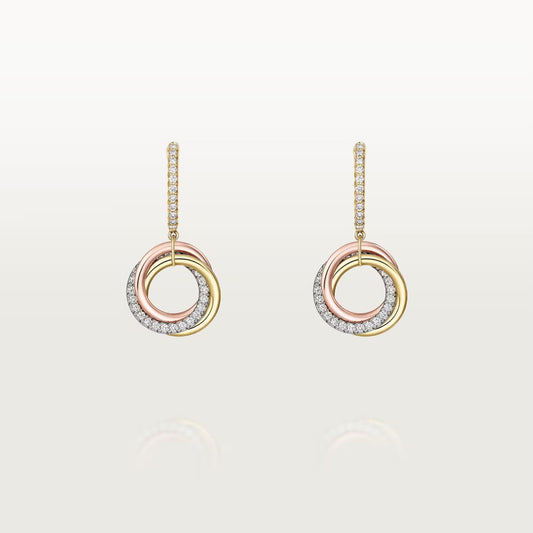 [NOBLE AURA] TRINITY HALF DIAMOND  EARRINGS