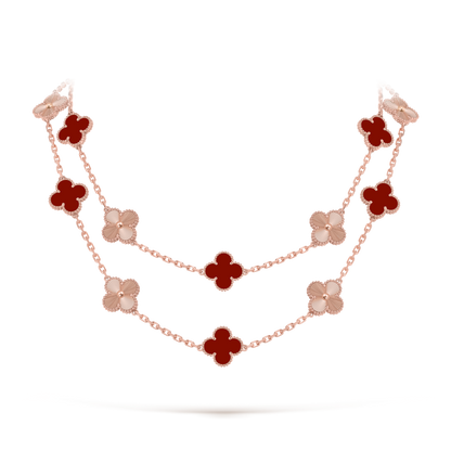 [NOBLE AURA]CLOVER 20 MOTIFS LASER CARNELIAN NECKLACE