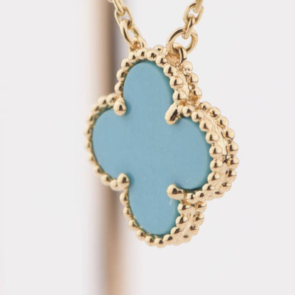 [NOBLE AURA]CLOVER 15MM VINTAGE TURQUOISE NECKLACE