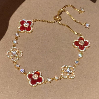 [NOBLE AURA]CLOVER 5 MOTIF PINK BLUE RED WHITE BRACELET