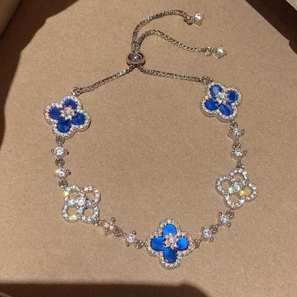 [NOBLE AURA]CLOVER 5 MOTIF PINK BLUE RED WHITE BRACELET