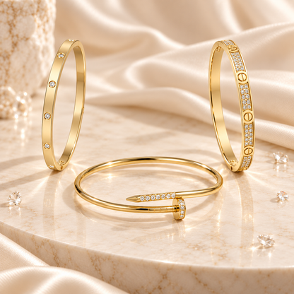 [NOBLE AURA] JUSTE Diamond & LOVE Diamond Bracelet Stack Set