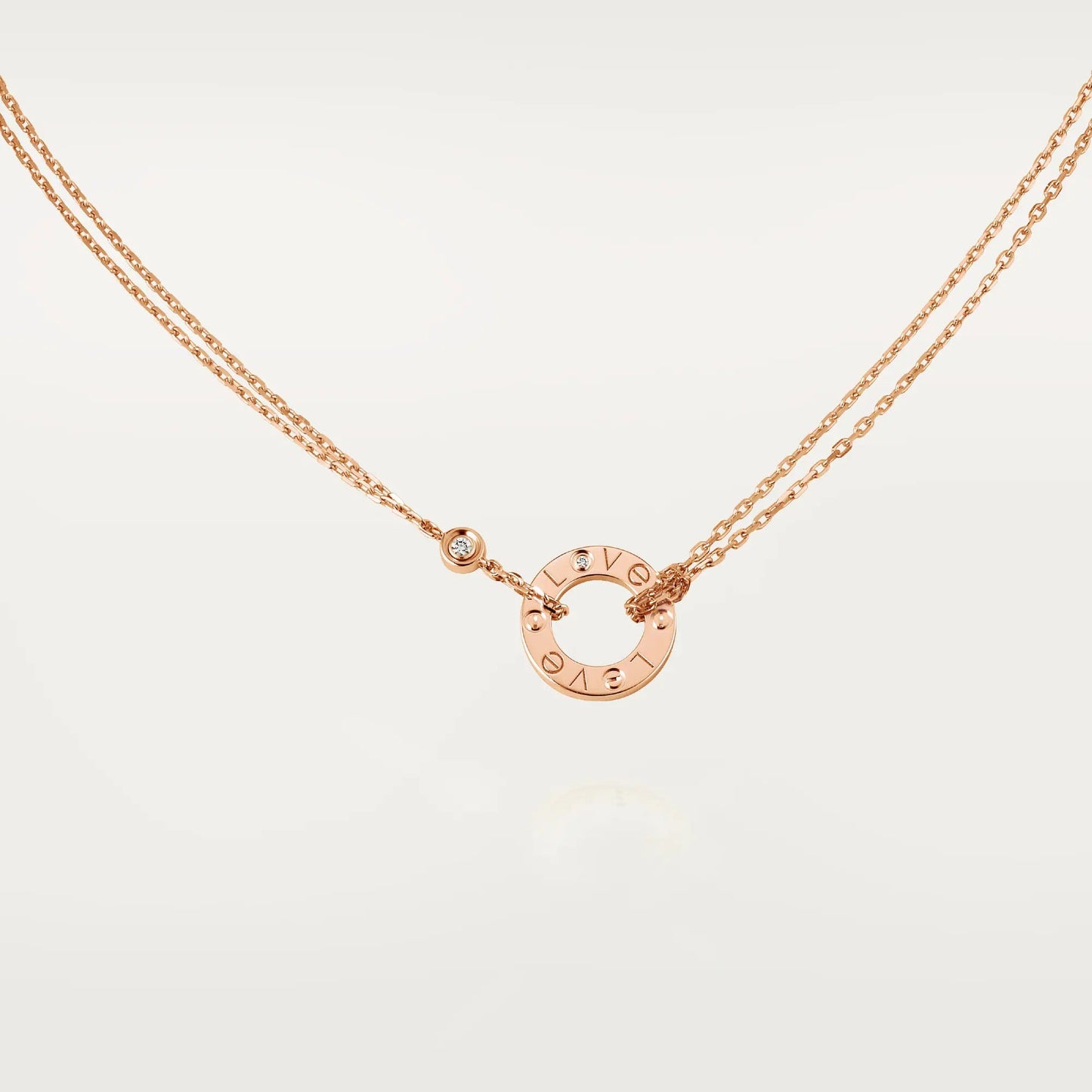 [NOBLE AURA]LOVE NECKLACE 16MM 2 DIAMONDS