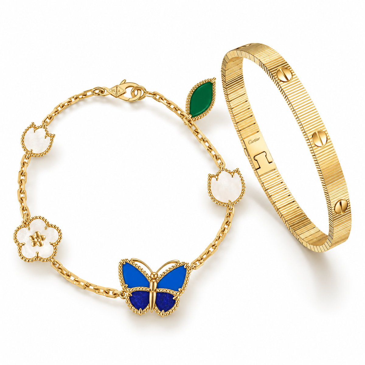 [NOBLE AURA] Lucky Spring Butterfly 5-Motif & LOVE Unlimited Bracelet Stack Set