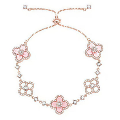 [NOBLE AURA]CLOVER 5 MOTIF PINK BLUE RED WHITE BRACELET