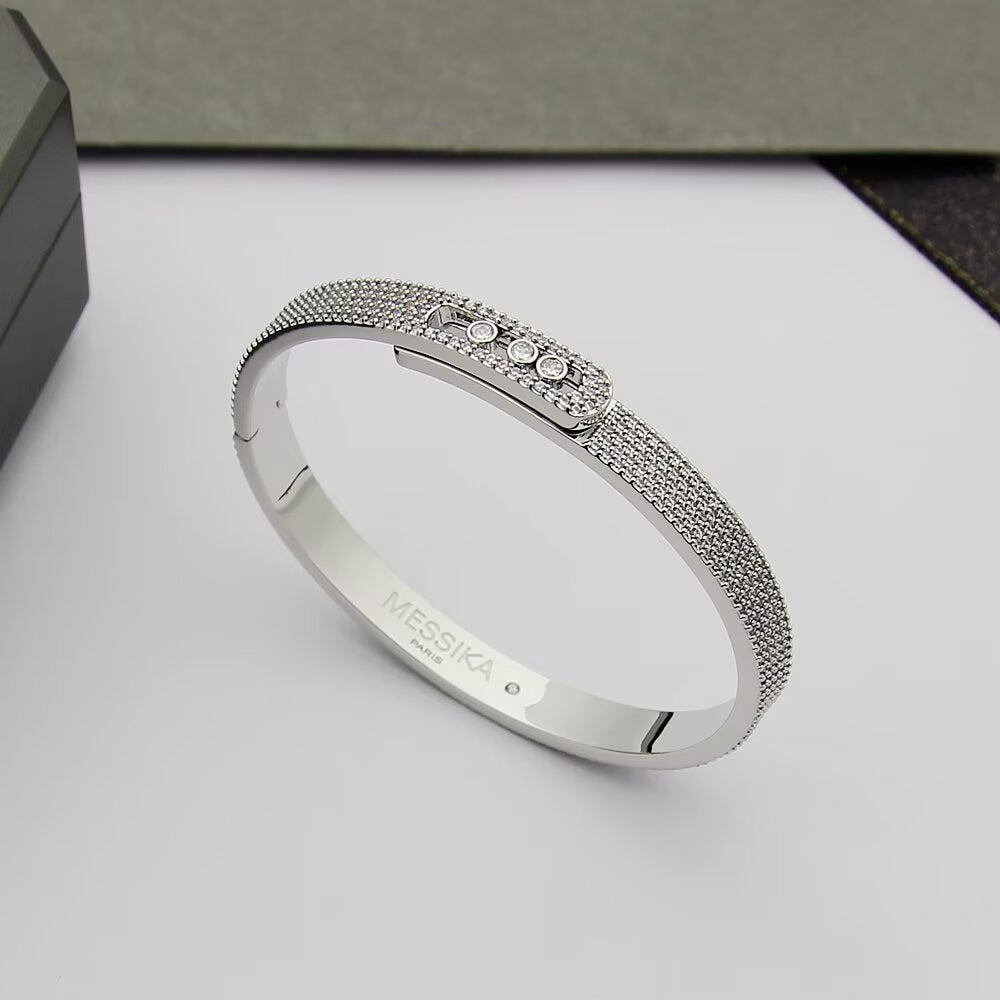 [NOBLE AURA]Move Noa Full Pavé Diamond Bangle Bracelet
