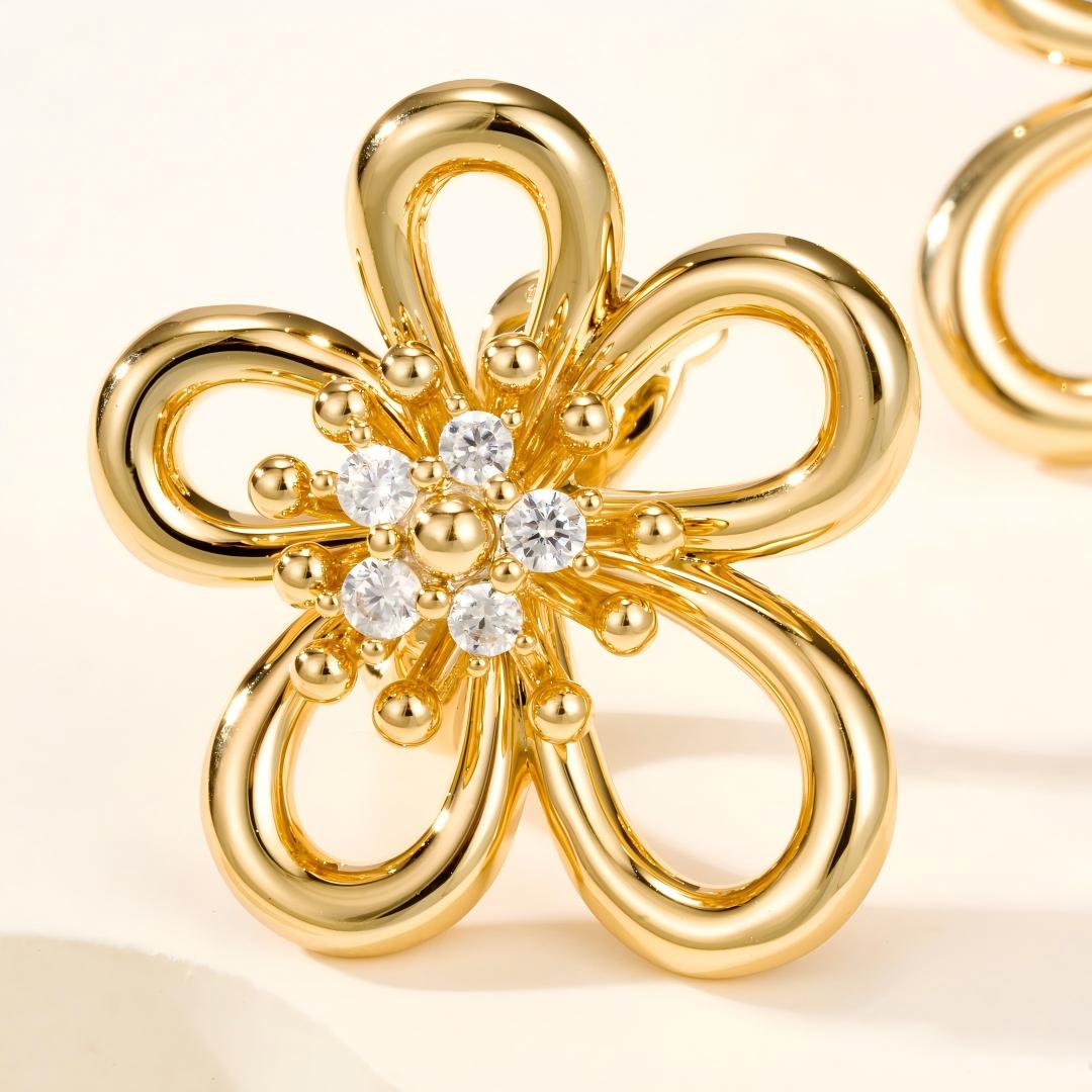 [NOBLE AURA] FLOWERLACE EARRING 5 DIAMONDS