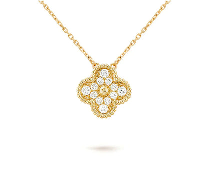 [NOBLE AURA]CLOVER 15MM DIAMOND SINGLE FLOWER NECKLACE COLLECTION