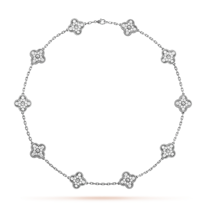 [NOBLE AURA]CLOVER 10 MOTIFS DIAMOND NECKLACE