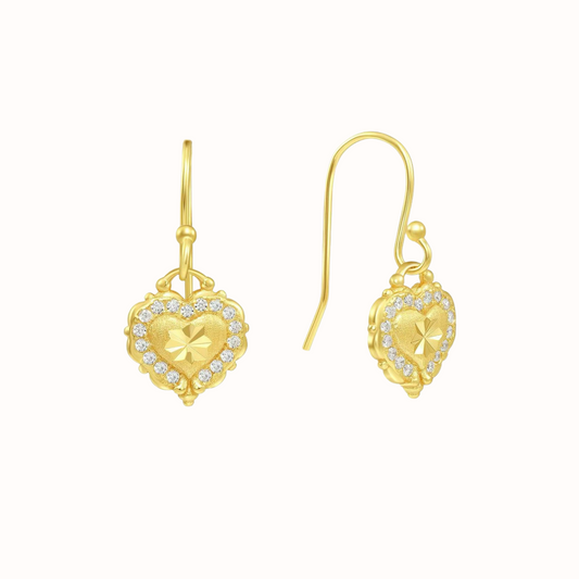 Vintage Brushed Gold Diamond Earrings