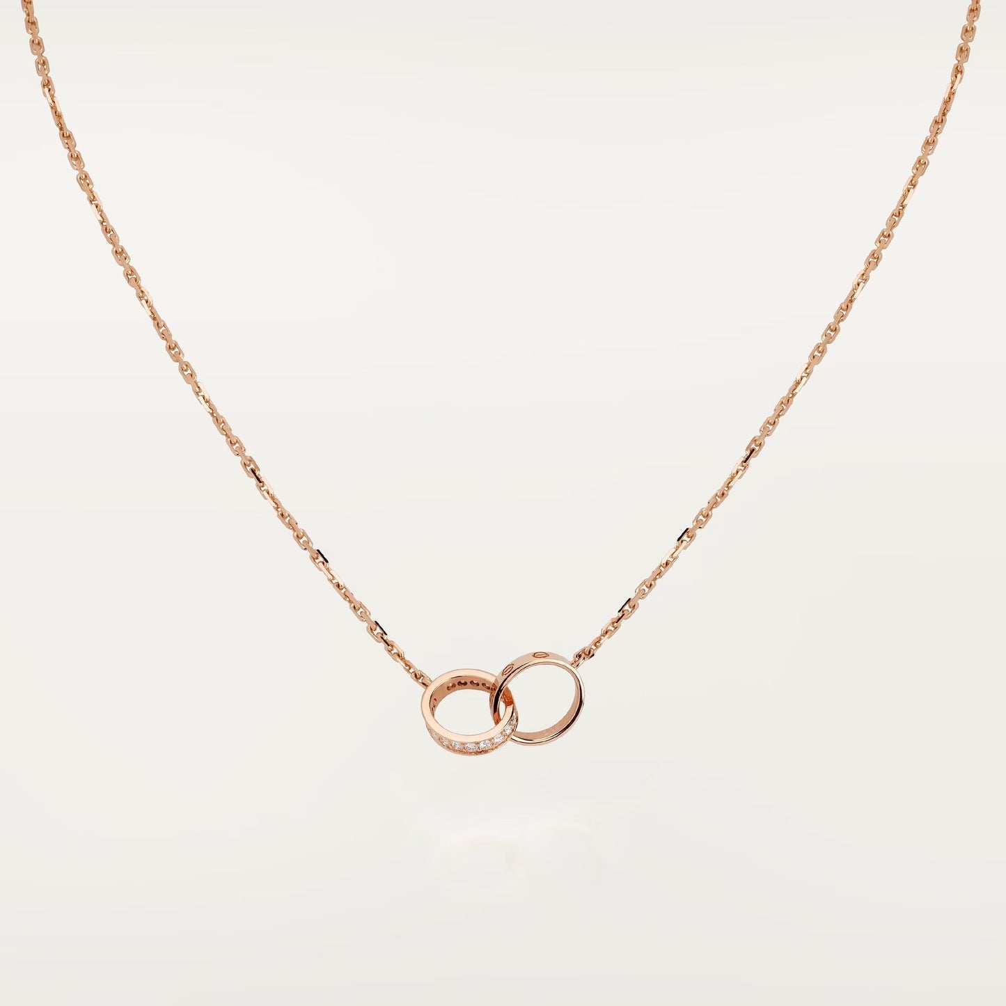 [NOBLE AURA] LOVE DOUBLE RING HALF DIAMOND NECKLACE