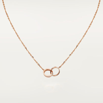 [NOBLE AURA] LOVE DOUBLE RING HALF DIAMOND NECKLACE